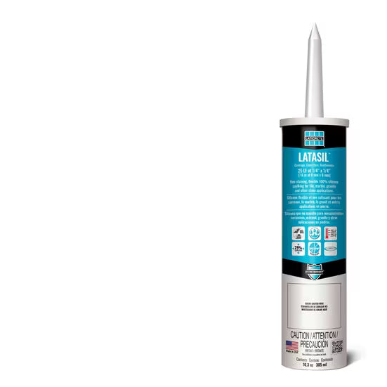 Latasil caulk tube on a white background