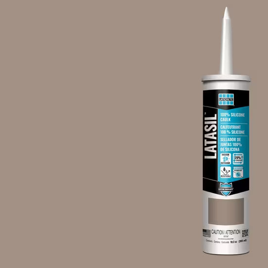 Latasil silicone sealant cartridge on a brown background