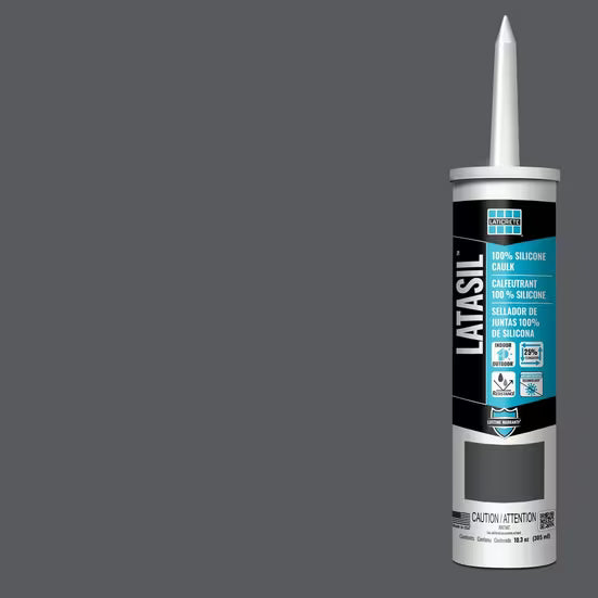 Latasil silicone caulk tube on a gray background