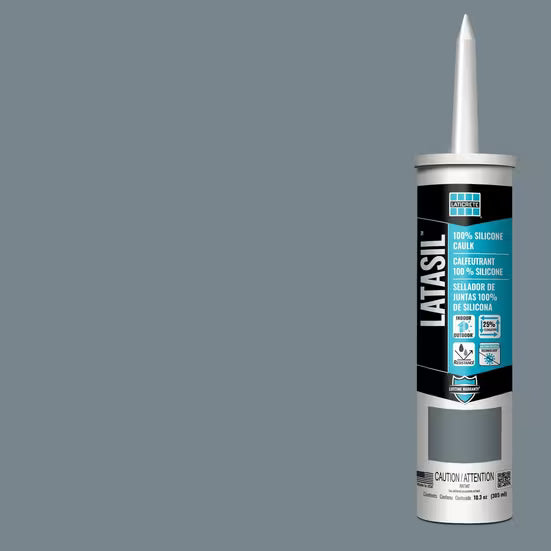 Latasil silicone sealant cartridge on a gray background