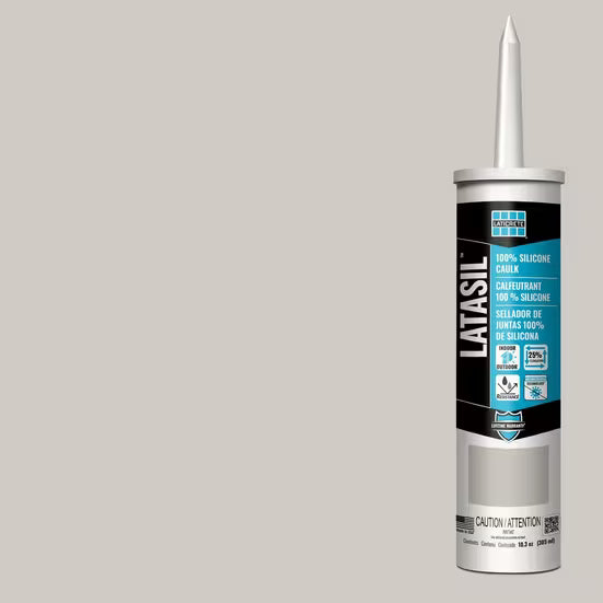 Latasil silicone sealant cartridge on a gray background