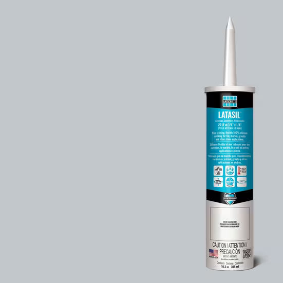 Latasil caulk tube on a gray background