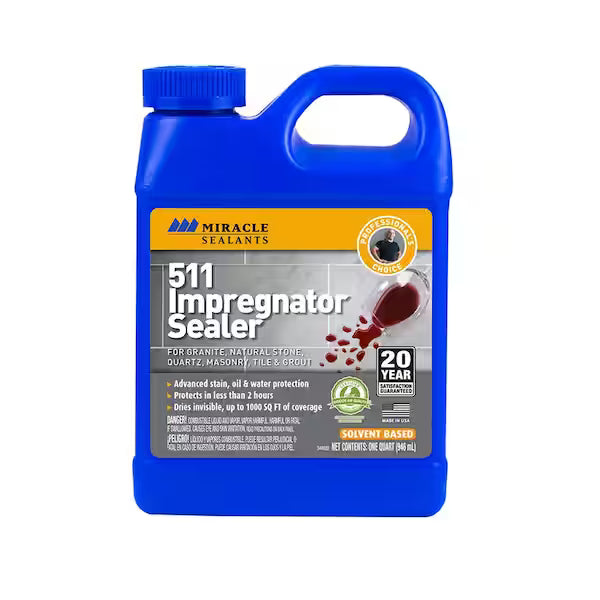 Blue container of Miracle Sealants 511 Impregnator Sealer on a white background