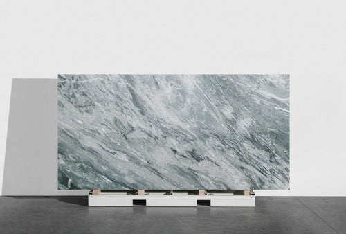 Premium marble stone display at Falco + Petra Surfaces showroom in Long Beach, CA
