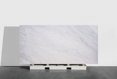 Premium marble stone display at Falco + Petra Surfaces showroom in Long Beach, CA