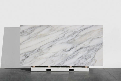 Premium marble stone display at Falco + Petra Surfaces showroom in Long Beach, CA