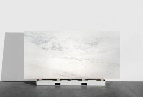 Premium marble stone display at Falco + Petra Surfaces showroom in Long Beach, CA