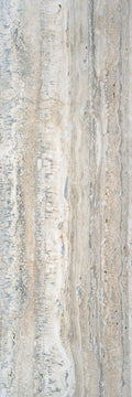Premium travertine stone display at Falco + Petra Surfaces showroom in Long Beach, CA